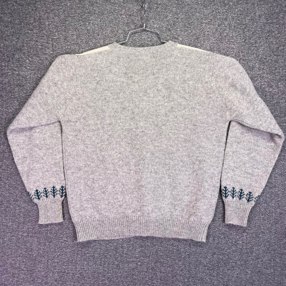 Orvis Cardinal Bird Cardigan Womens 42 Grey Shetland Wool Fair Isle Cabin Nature - Picture 2 of 16